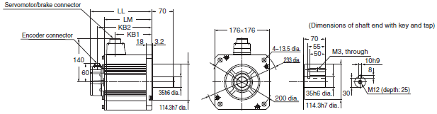 R88M-K, R88D-KN[]-ML2 Dimensions 46 