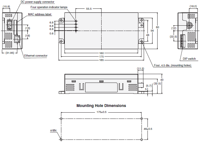 V640 Series Dimensions 6 