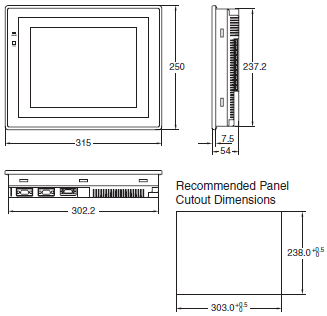 NT20, NT31(C)-EV3, NT631C-EV3 Dimensions 1 