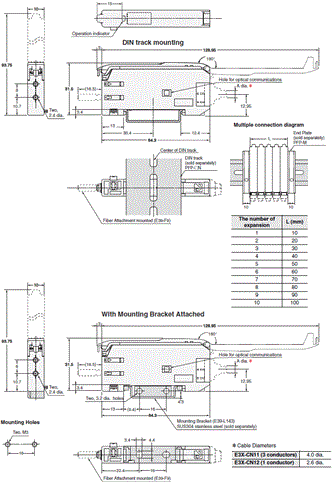 E3X-SD / NA Dimensions 3 