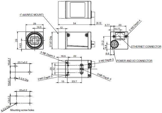 FJ Series (Camera and Software Vision Package) Dimensions 1 