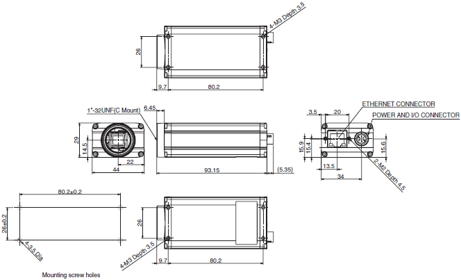 FJ Series (Camera and Software Vision Package) Dimensions 2 