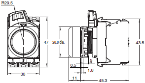 A22NN / A22NL Dimensions 22 