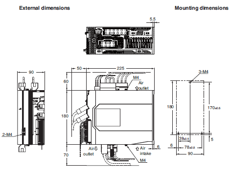 R88M-1[] / R88D-1SN[]-ECT Dimensions 5 