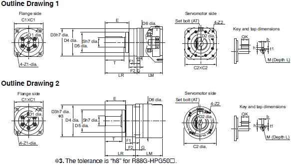 R88M-1[] / R88D-1SN[]-ECT Dimensions 56 