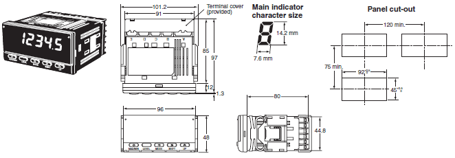 K3MA-F Dimensions 1 