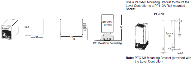 61F-GPN-BT / -BC Dimensions 1 