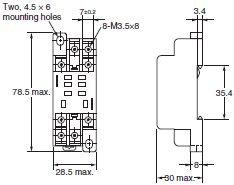 P2RF, P2R, P7TF, PYF, PY, PTF, PYD, PT, P7LF, P7S, P7SA, PF, P2CF, PFA, P3G / P3GA, PL Dimensions 54 