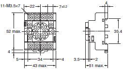 P2RF, P2R, P7TF, PYF, PY, PTF, PYD, PT, P7LF, P7S, P7SA, PF, P2CF, PFA, P3G / P3GA, PL Dimensions 85 