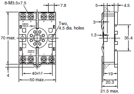 P2RF, P2R, P7TF, PYF, PY, PTF, PYD, PT, P7LF, P7S, P7SA, PF, P2CF, PFA, P3G / P3GA, PL Dimensions 90 