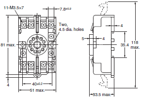 P2RF, P2R, P7TF, PYF, PY, PTF, PYD, PT, P7LF, P7S, P7SA, PF, P2CF, PFA, P3G / P3GA, PL Dimensions 96 