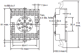 P2RF, P2R, P7TF, PYF, PY, PTF, PYD, PT, P7LF, P7S, P7SA, PF, P2CF, PFA, P3G / P3GA, PL Dimensions 97 