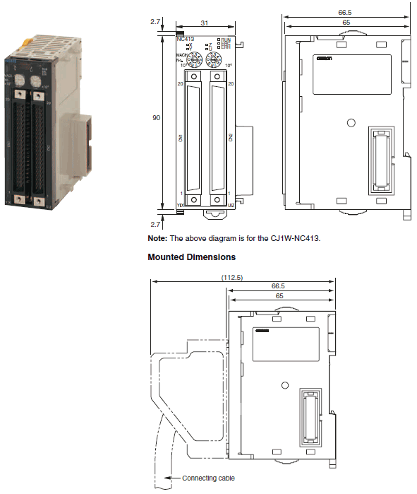 CJ1W-NC[][]3 Dimensions 1 