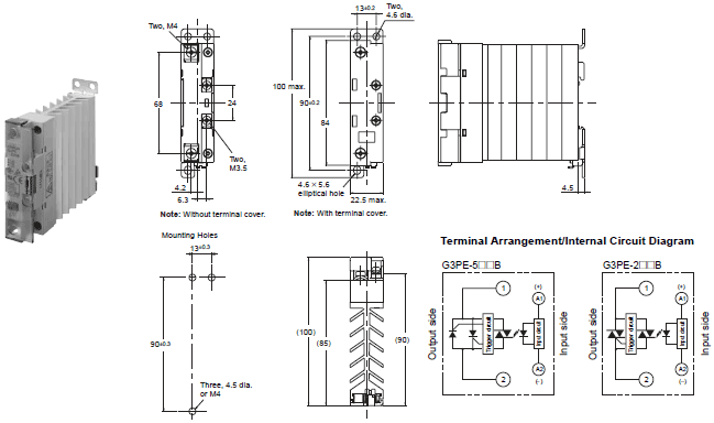 G3PE (Single-phase) Dimensions 2 