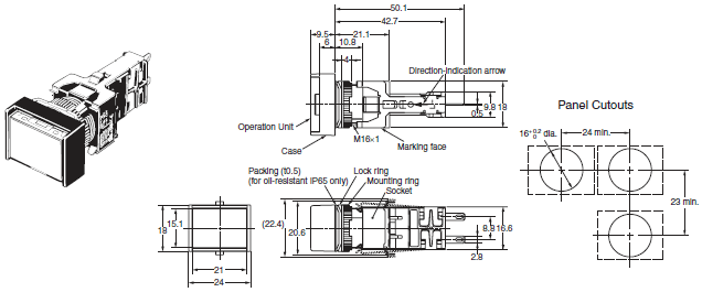 M16 Dimensions 7 M16[]-J[]-T1_Dim